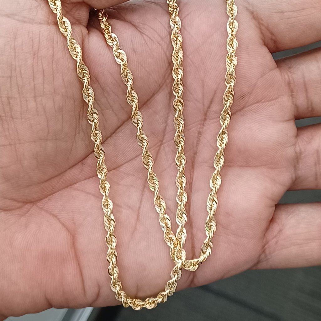 10kt Real Gold Rope Chain 24 Inches